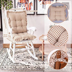 Lewtemi 2 Set Brown Gingham Rocking Chair Cushion Village Ruffled Rocking Chair - Image 2