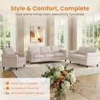 Living Room Sofa Sets 3 Piece, Modern 3 Seater Sofa and Loveseat Couch and - Image 2