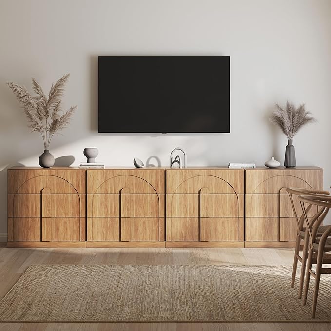 BELLEZE Set of 4 Bookcase with 3 Drawers, Modern Book Shelf with Wide Wooden by BELLEZE