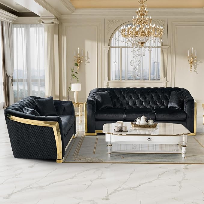 DAMAIFROM Mid Century Modern Chesterfield Sofa Couch, 5 Seat Tufted Sofas - Image 5