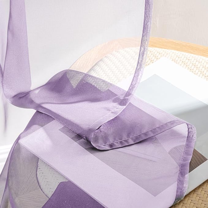 MIULEE Light Purple Sheer Curtains 84 Inches Long 4 Panels 42 x 84 Inches | - Image 6