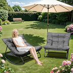 NOBLEMOOD Oversized Rocking Chairs Set of 2, Outdoor & Indoor Papasan Rocking - Image 7