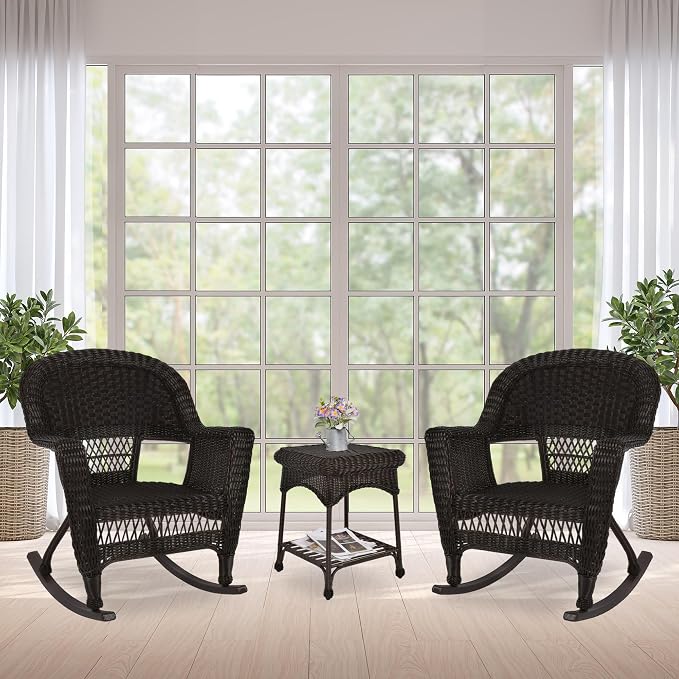 Jeco 3 Piece Rocker Wicker Chair Set - Image 4