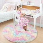 Amdrebio Rainbow Unicorn Pastel Circle Round Rug 4Ft - Image 7