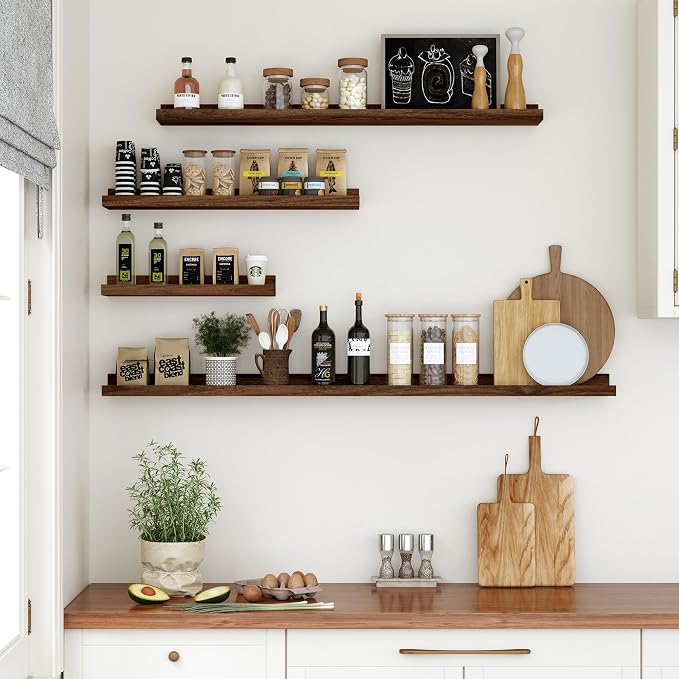 Floating Shelves for Wall, 16 inch Wood Floating Shelves Set of 2, Picture - Image 4