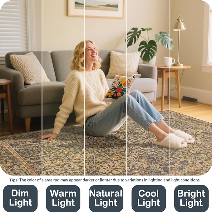 4x6 Area Rug for Bedroom Beside Rug, Laundry Room, Washable Non-Slip Low Pile - Image 6