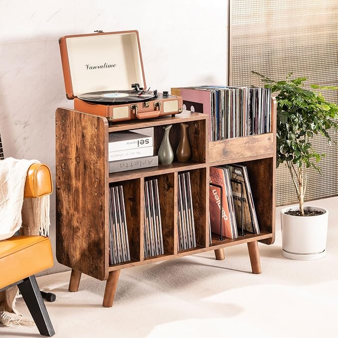 Record Player Stand, Large Record Player Table Cabinet - Image 5
