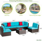 Vongrasig 7 Pieces Patio Furniture Sets, Outdoor All-Weather Wicker Patio - Image 3