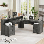 YOMILUVE 63" Farmhouse L Shaped Executive Desk - Image 9