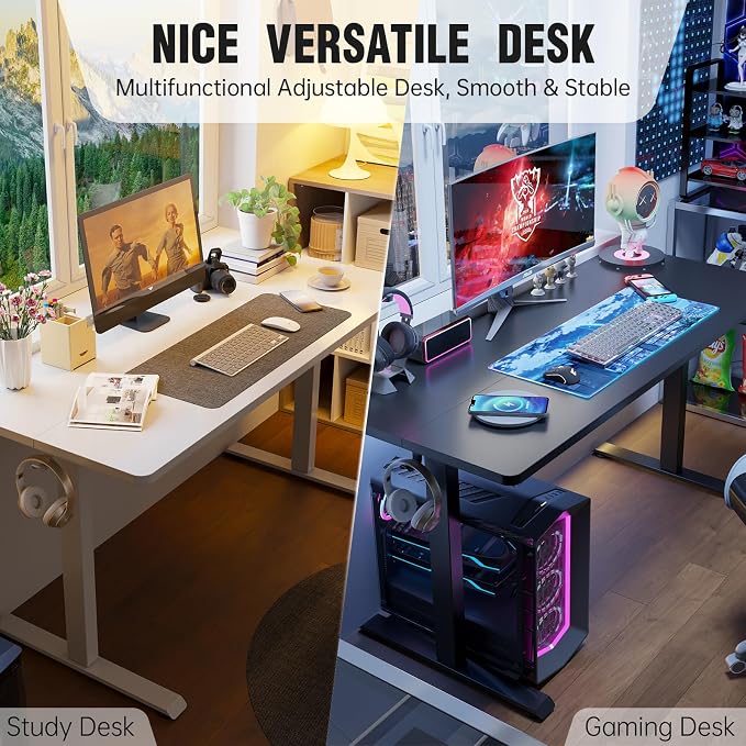Veken 63x23.6 Inch Large Electric Standing Desk, Heights Adjustable, Sit to - Image 7