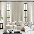 MIULEE Beige White Pinch Pleated 100% Blackout Linen Curtains 40x63 Inches | - Image 7
