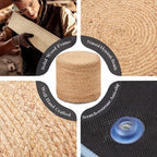 Wimarsbon 18'' Pouf Ottoman, Natural Braided Poof, Round Poufs, Rustic - Image 5