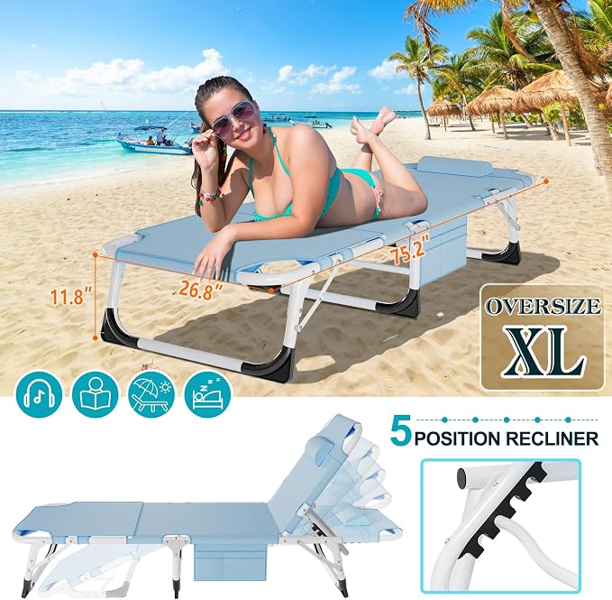 ABORON 3 in 1 Sun Tanning Chair Oversized - Image 3