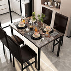 AWQM 5 Piece Dining Table Set for 4, Faux Marble Kitchen Table and Chairs for 4 - Image 2