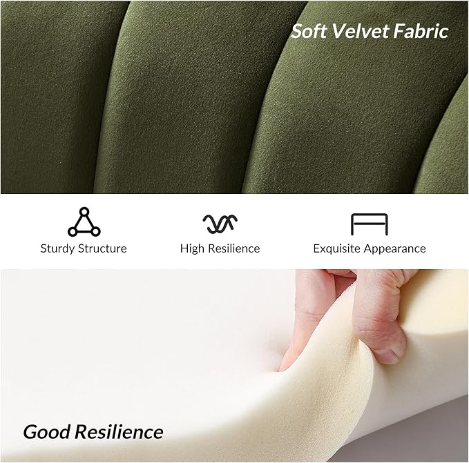 HULALA HOME Modern Velvet Loveseat Sofa - Image 3