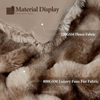 Luxury 1000GSM Faux Rabbit Fur Throw Blanket, Super Heavy Warm Cozy Brown - Image 2