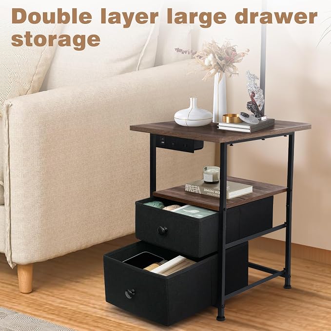 PESRAE Floor Lamp with Table & 2 Drawers, End Table with 3 Color Temperature - Image 2