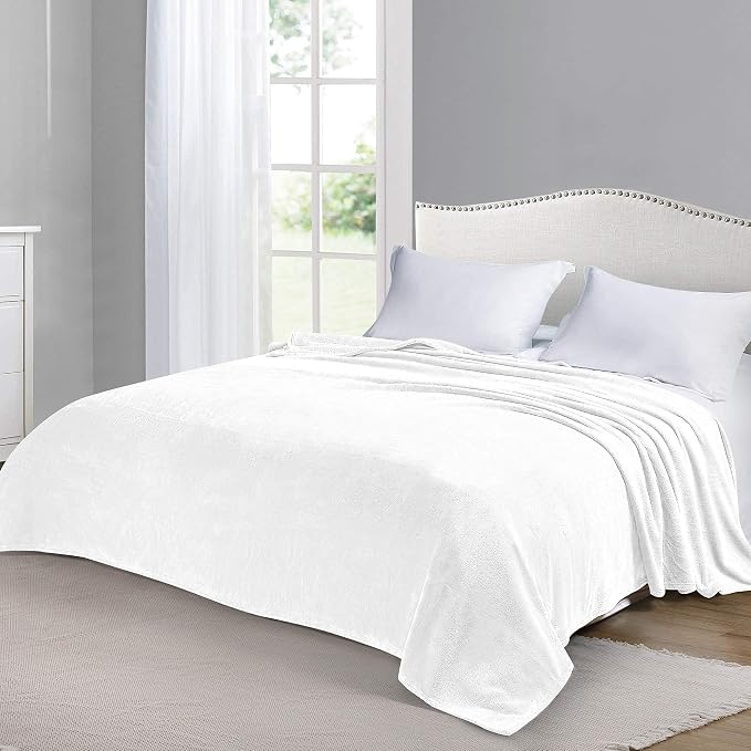 BEDELITE Fleece Blanket Soft Plush Twin Size Blanket White 60"x80" | Ultra Soft - Image 9