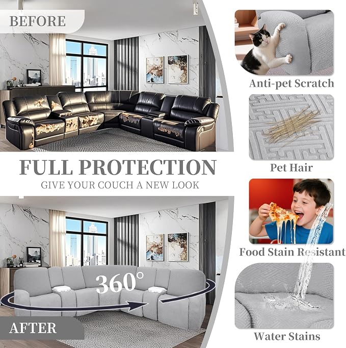 100% Waterproof Sectional Recliner Couch Covers - Image 6