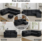 87.5'' L Shaped Modular Sectional Sofa, 3 Seater Cloud Couch - Image 7
