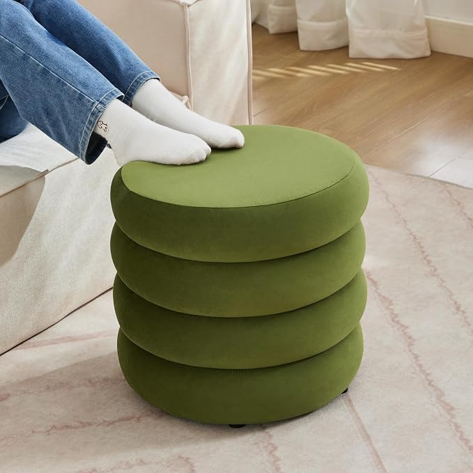 Flouki 19.5" Storage Ottoman Round, Vanity Stools - Image 7