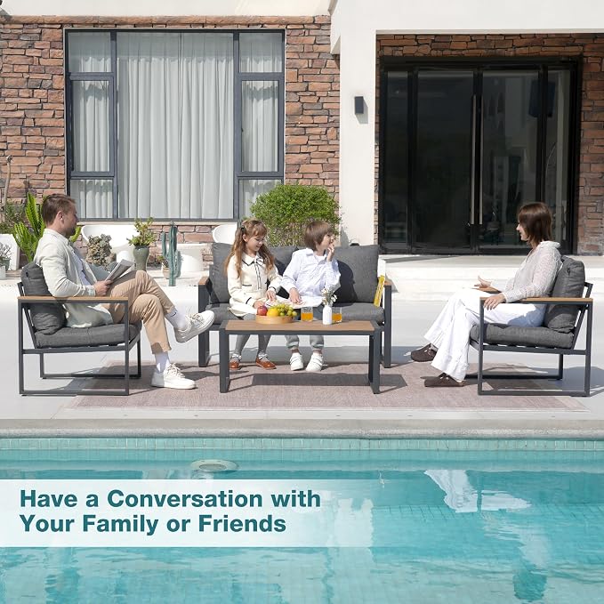 Patio Furniture Set, 4 Pieces Outdoor Patio Furniture - Image 3