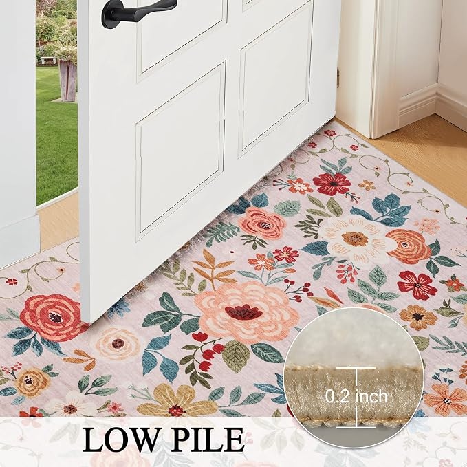DUKINO 6x9 Area Rugs, Floral Washable Rug - Image 5