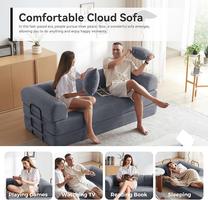 Sofa Bed, Corduroy Sleeper Sofa Bed - Image 8