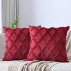 Set of 2 Soft Moroccan Throw Pillow Covers 24x24 Inch Plush Boho Decorative by Cozoomy