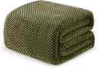 Exclusivo Mezcla Soft Waffle Fleece Bed Blanket Queen Size, Olive | Lightweight by ExclusivoMezcla