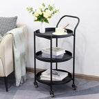 TRIROCKS 18 * 31" H Round Gold 3-Tier Rolling Bar Cart by TRIROCKS