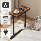 TUTOTAK End Table with Charging Station, Side Table, Tall Couch Table, Sofa - Image 4