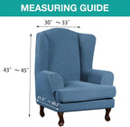 Turquoize Wingback Chair Covers 2 Piece Wing Chair Slipcover Stretch Slipcovers - Image 5