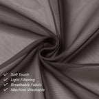 Sheer Curtains 63 Inch Length 2 Panels Set, Chocolate Window Curtains - Image 8