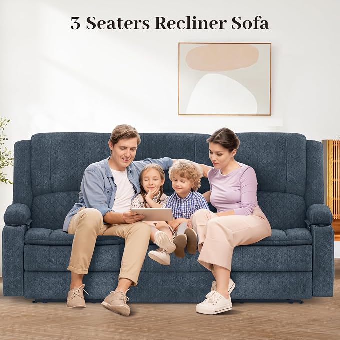 Yolsali Recliner Sofa, 3 Seater Manual Reclining Sofa - Image 8