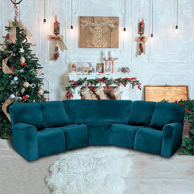 LightInTheBox 7-Piece Velvet Stretch Reclining Couch Covers 5 Seats Corner Sofa - Image 2