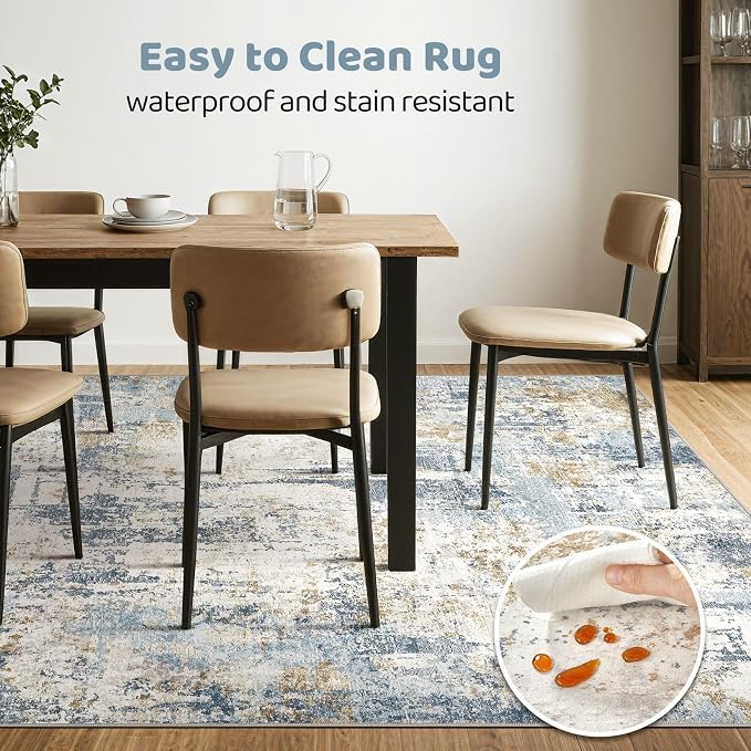 LOONGRUG 7x9 Area Rug Washable Large Neutral Modern Living Room Rugs | Abstract - Image 6