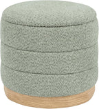 Round Storage Ottoman with Reversible Tray Lid, Folding Chenille Fabric by ZOLANOful