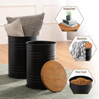 Glitzhome Rustic End Table Set of 2, Farmhouse Galvanized Metal Barrel Ottoman - Image 5