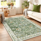 Yamaziot 3x5 Washable Area Rug for Bedroom Floral Carpet Sage Green | Non Slip - Image 3