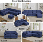 87.5'' L Shaped Modular Sectional Sofa, 3 Seater Cloud Couch - Image 7
