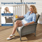 Weaxty Wicker Patio Furniture Set High Back Loveseat Sofa Couch Armchair Coffee - Image 3