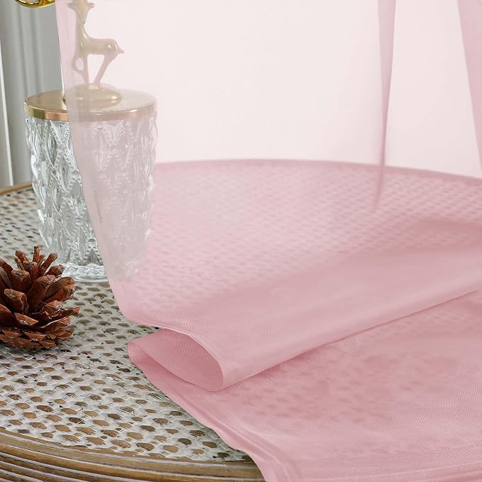 Extra Long Blush Sheer Curtains 96 Inches Long 2 Panels Set, Soft Lightweight - Image 7