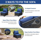Jing's Villa 2 Piece Patio Wicker Armless Sofa, All-Weather Outdoor Sectional - Image 5