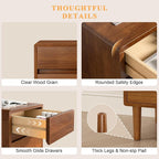 Narrow Nightstand with 3 Drawers Narrow Night Stand Solid Wood Bedside Table - Image 8