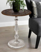 Side Tables-Hand Carved Vintage Boho Folding End Tables - Image 7