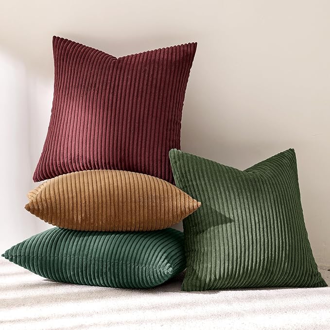 MIULEE Soft Corduroy Decorative Throw Pillow Covers Christmas Green 18x18 | Set - Image 5