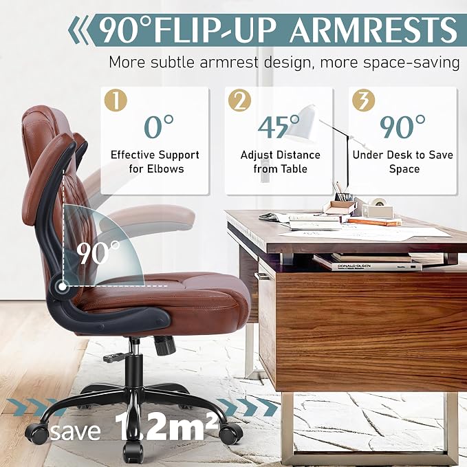 Leather Office Chair, PU Home Computer Desk Chairs - Image 4