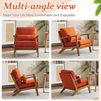 Vingli Solid Wood Wide Armrests Accent Chair Set of 2, Upholstered Mid Century - Image 8