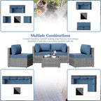 Patio Furniture Sets, 5 Piece Outdoor Sectional Sofas, Wicker Rattan Outdoor - Image 5